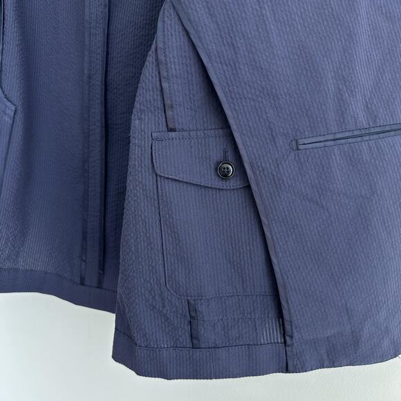 Peter Millar Blazer 44 Navy Crown Crafted Seersucker Sport Coat Jacket Unstructu - Picture 9 of 13